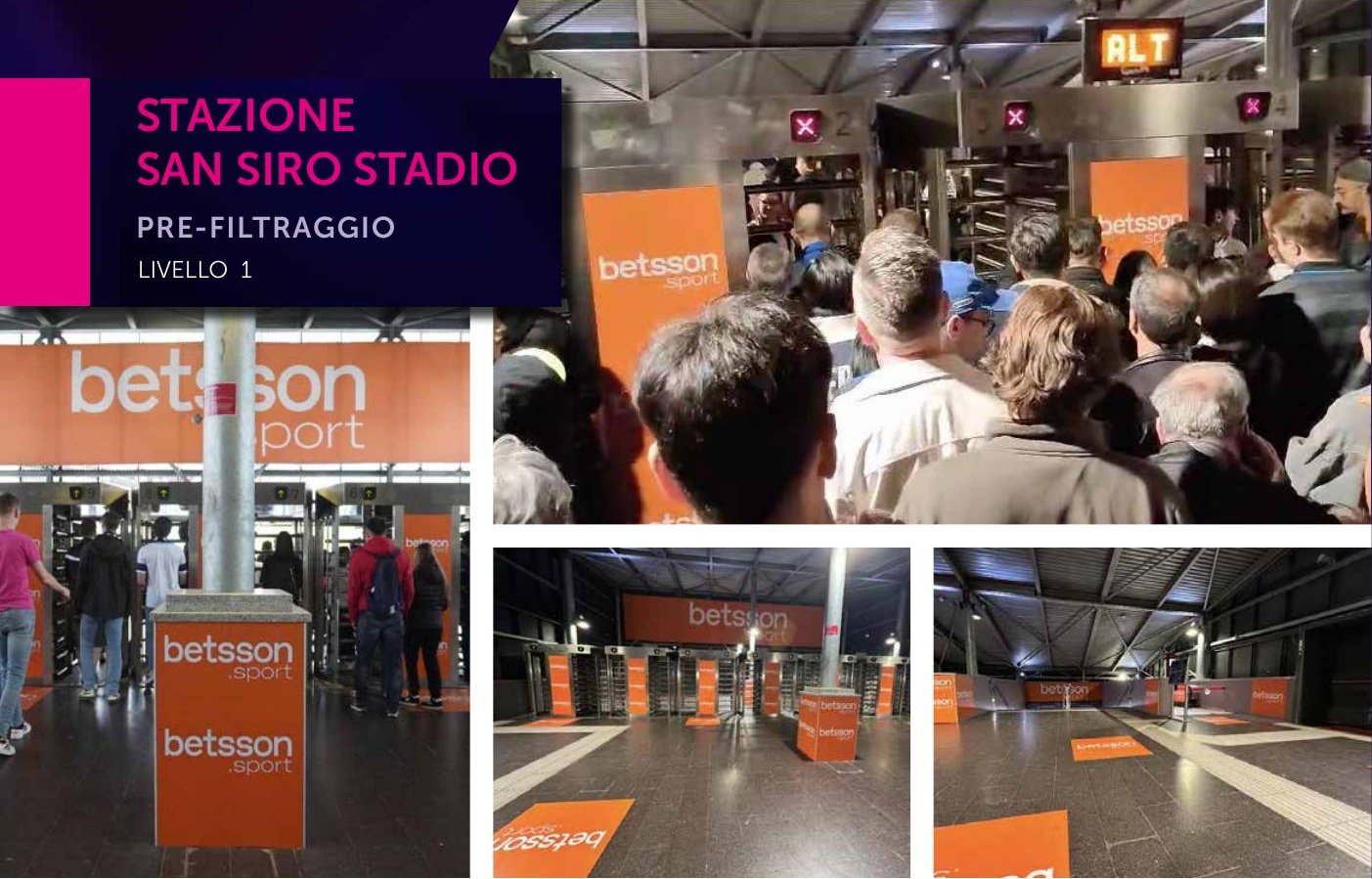 Stazione M5 San Siro Stadio — allestimento integrale Betsson.sport